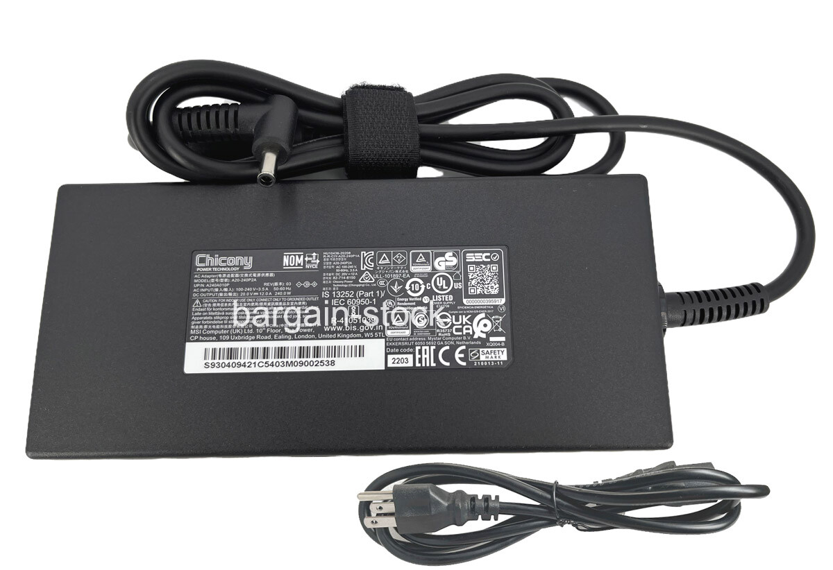 Chicony 20V 240W AC Adapter Charger For MSI Stealth GS66 12UGS-025 A20-240P2A