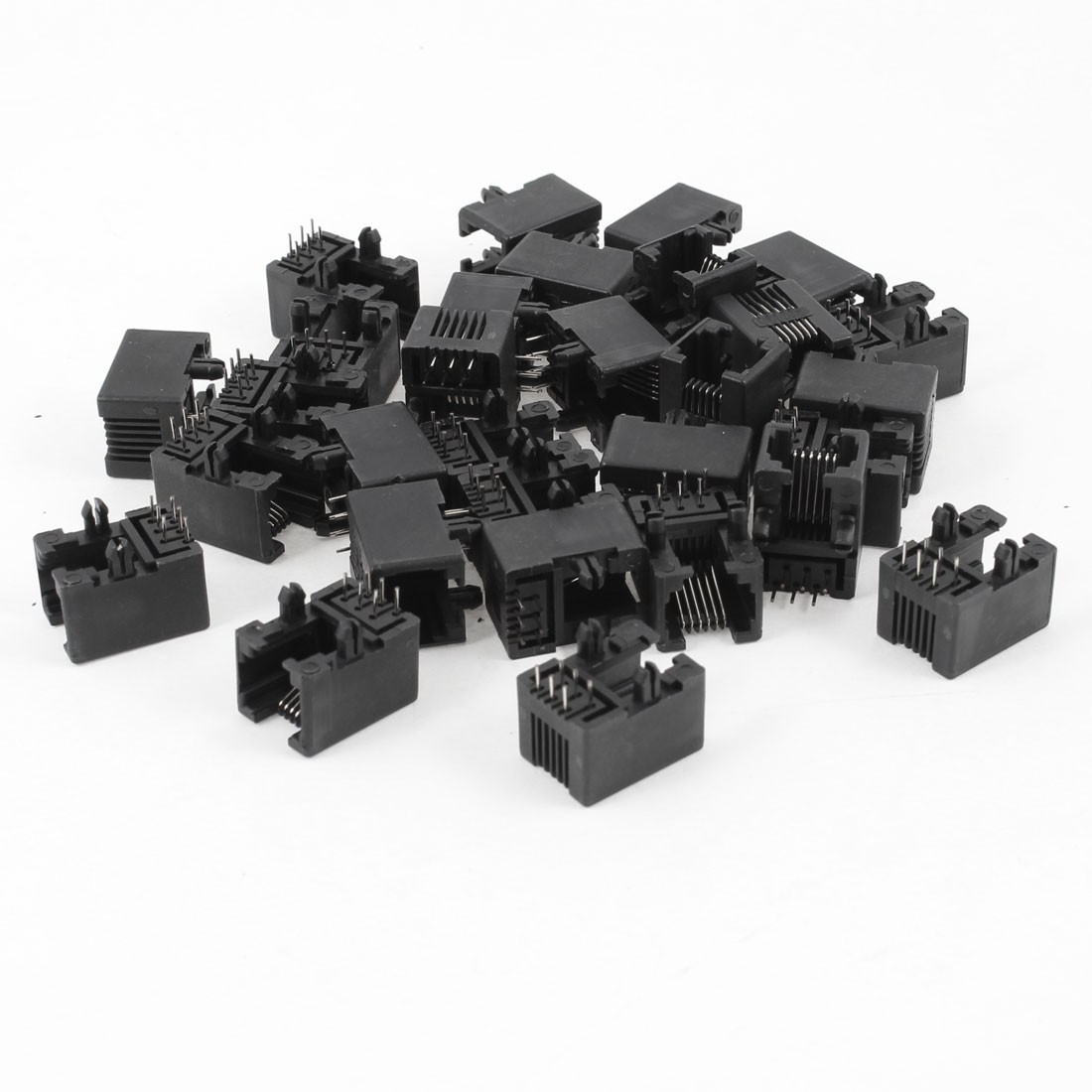 30 Pcs 90 Degree 6 Round Pin RJ12 6P6C Network Modular PCB Connector Jacks Black