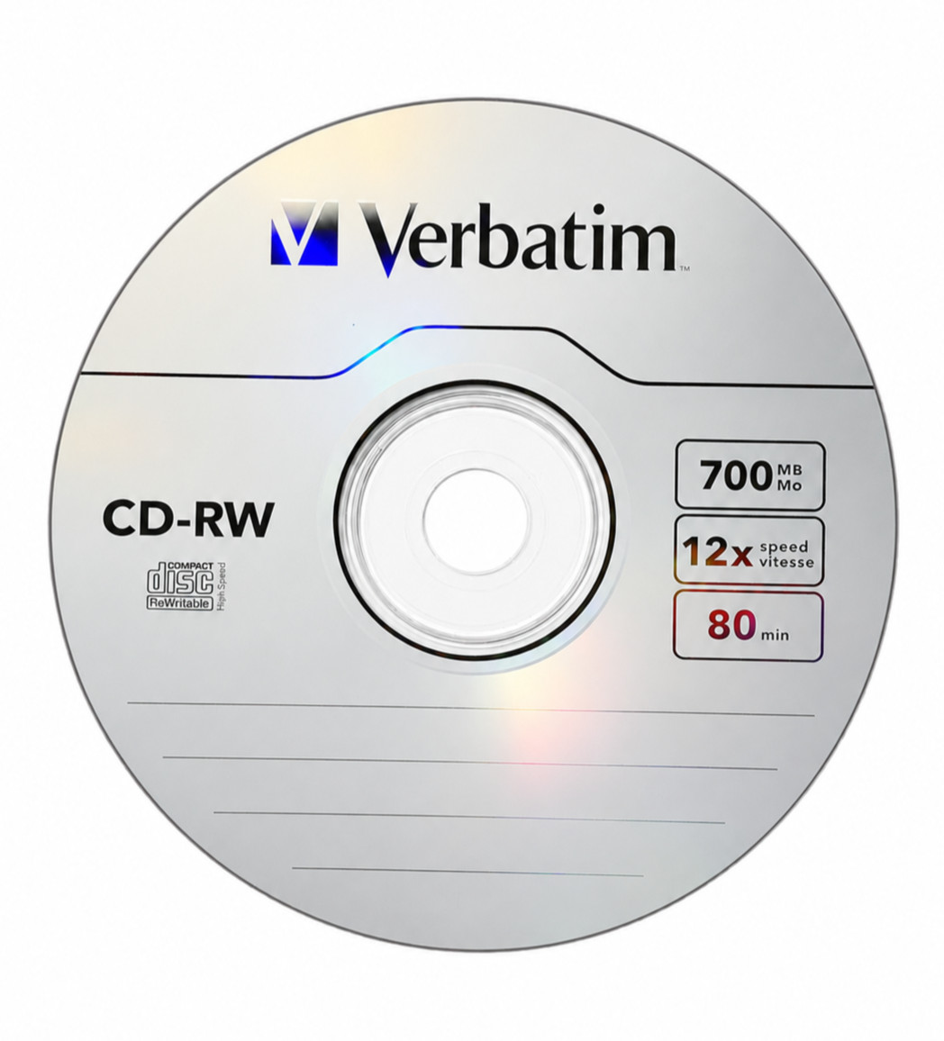 VERBATIM CD-RW 700MB 4X-12X High Speed Logo Rewritable Disc 10 Pack in Sleeves