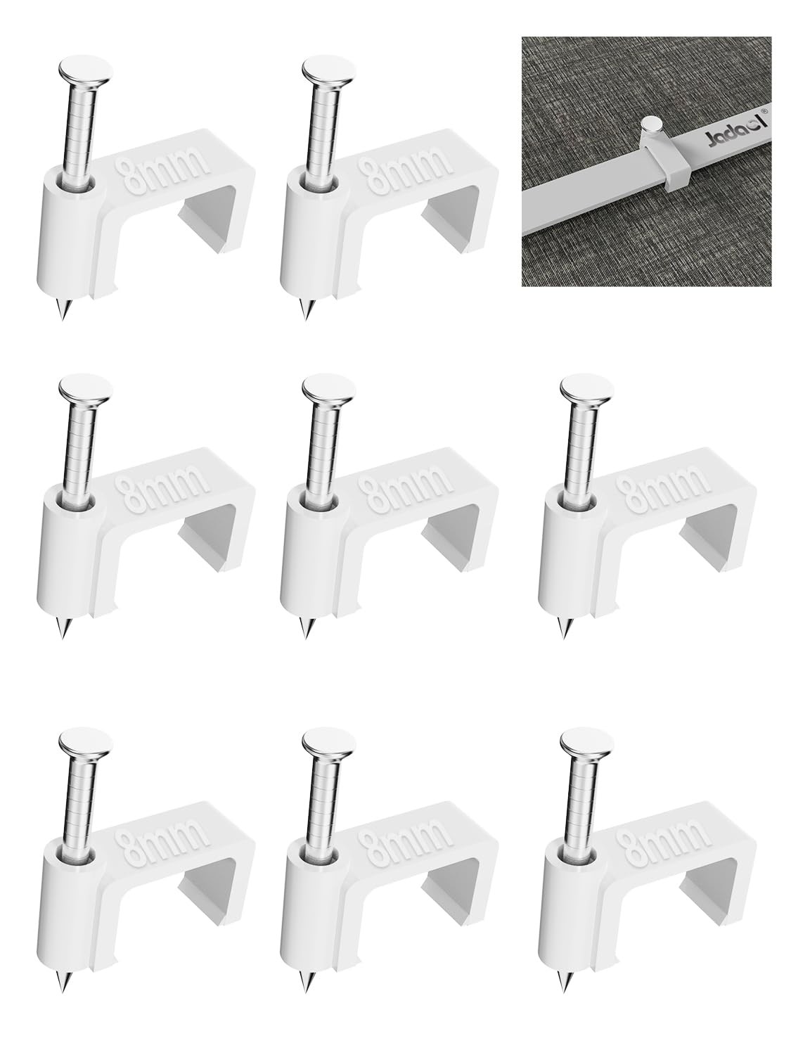 Cable Clips 200Pcs 8mm Nail in Clips for Flat Ethernet Cables Wall Clips Cabl...