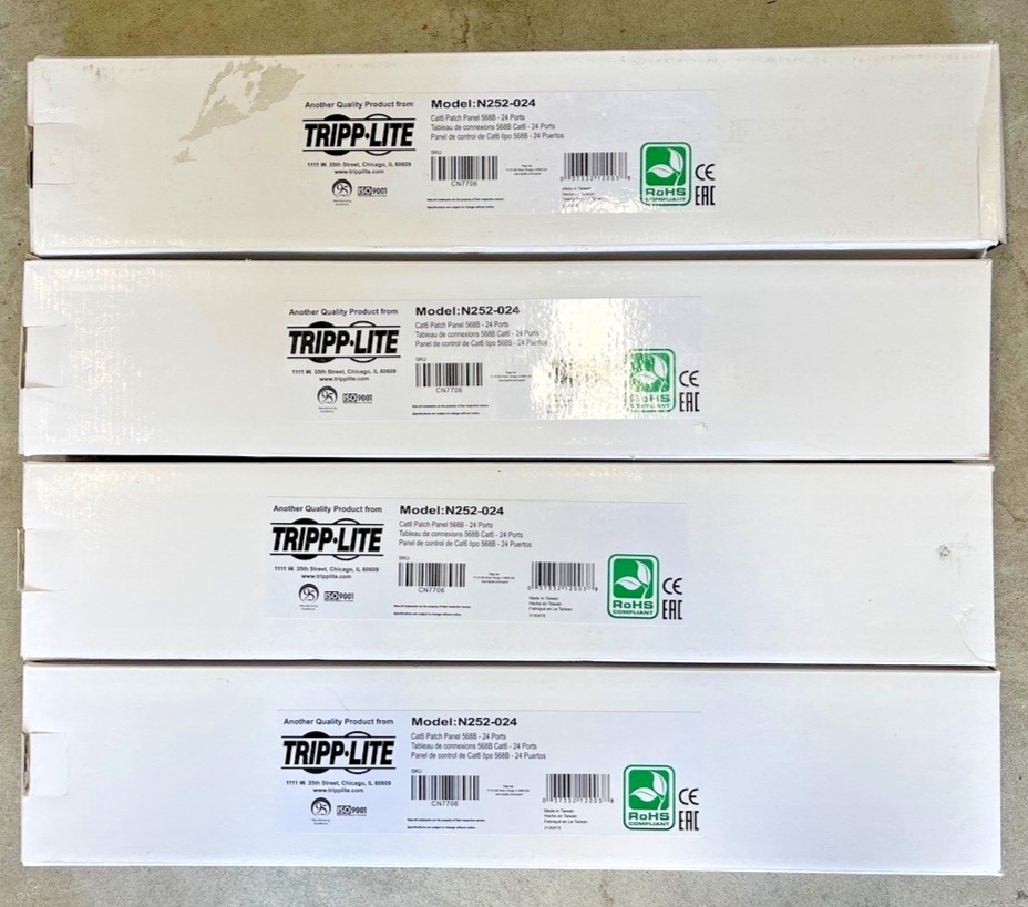 Lot of 4 - Tripp-Lite N252-024 24-Port 1U Cat6 Shielded Patch Panel 568B FREE SH