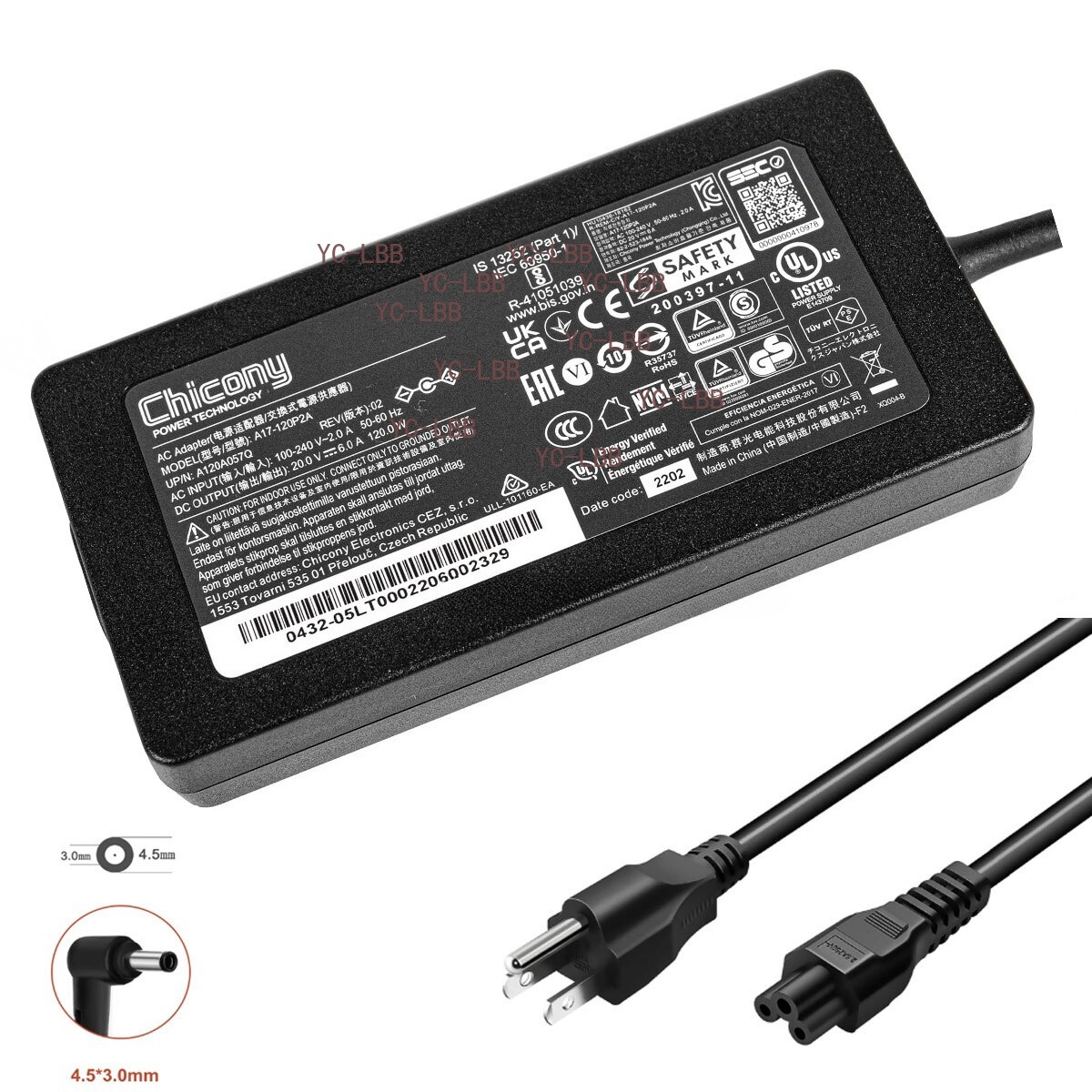 Chicony A17-120P2A 120W AC Adapter For MSI Cyborg 15 A13VE-1095US Power Supply