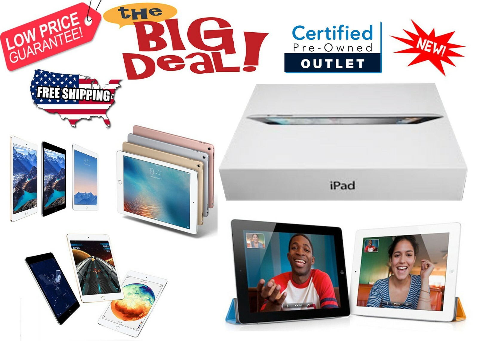 Apple iPad Pro 9.7 Air-mini-1/2/3/4 Wi-Fi+4G|1 Year Warranty Memorial Day Sale