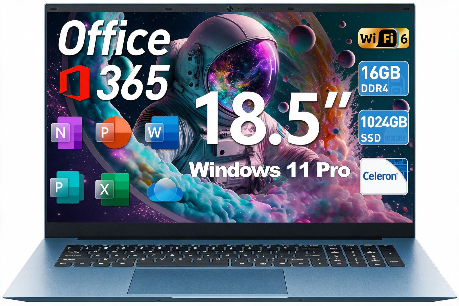 SGIN 18.5" FHD Laptop 16GB RAM 1TB SSD Windows 11 Pro Intel N5095 WiFi 6 MicroSD