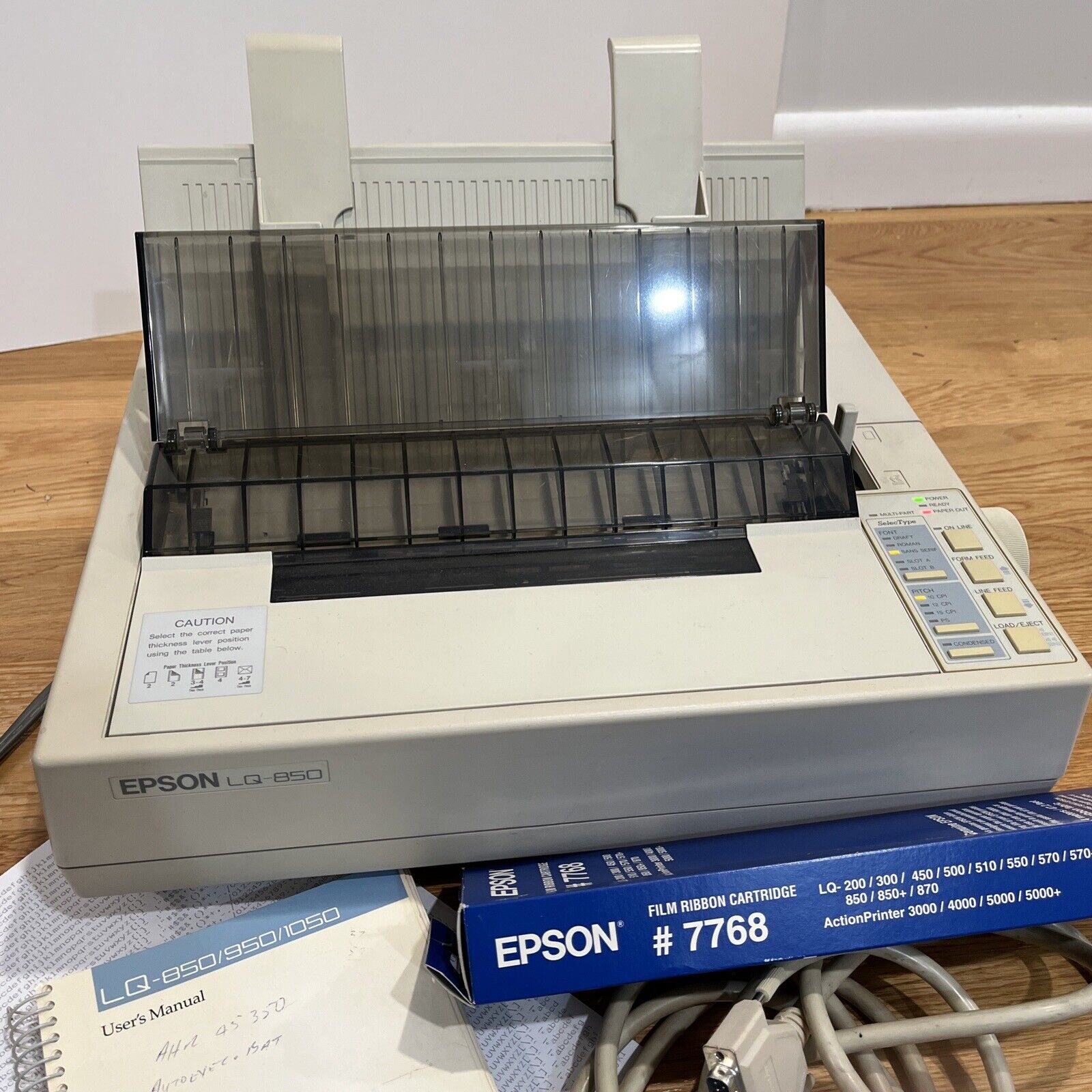Vintage EPSON LQ-850 Dot Matrix Printer P88MB WORKS TESTED + MANUAL +xtra Ribbon