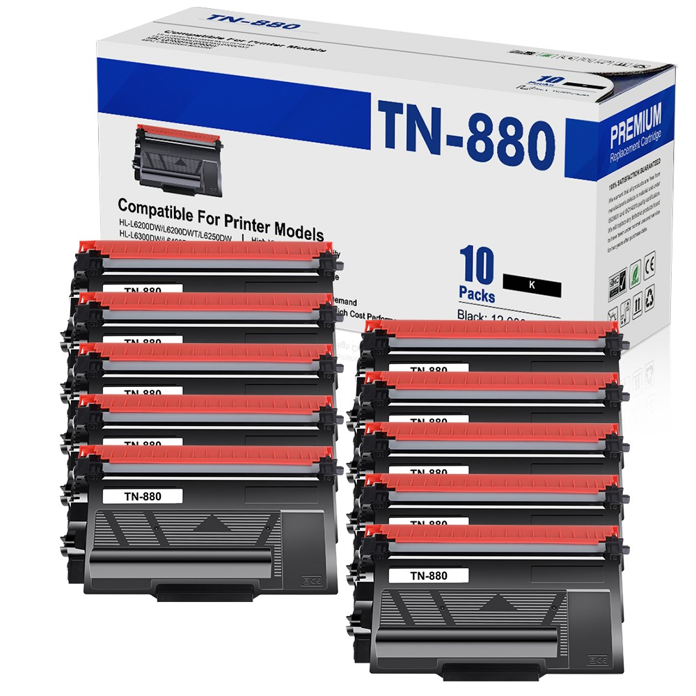 10 PACK TN880 High Yield Toner Compatible With Brother HL-L6200DW MFCL6700DW