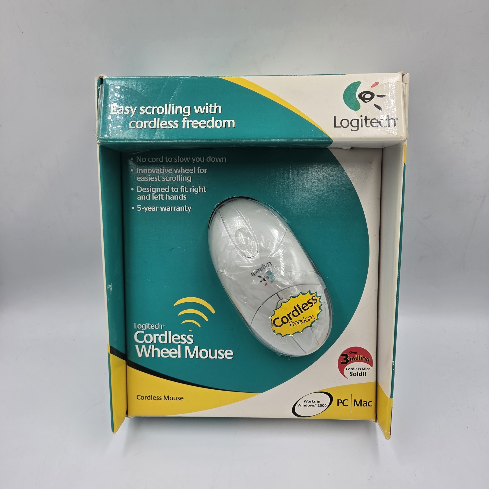 NIB Logitech Cordless Wireless Wheel Mouse 2000 Vintage Y2K