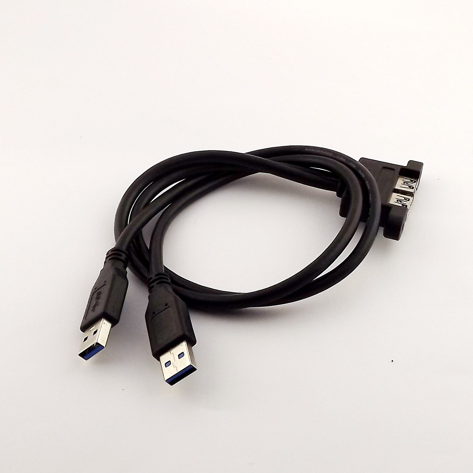 1pcs 2x USB 3.0 A Male to Dual USB 3.0 Female Socket Panel Mount Y Cable 1.5FT