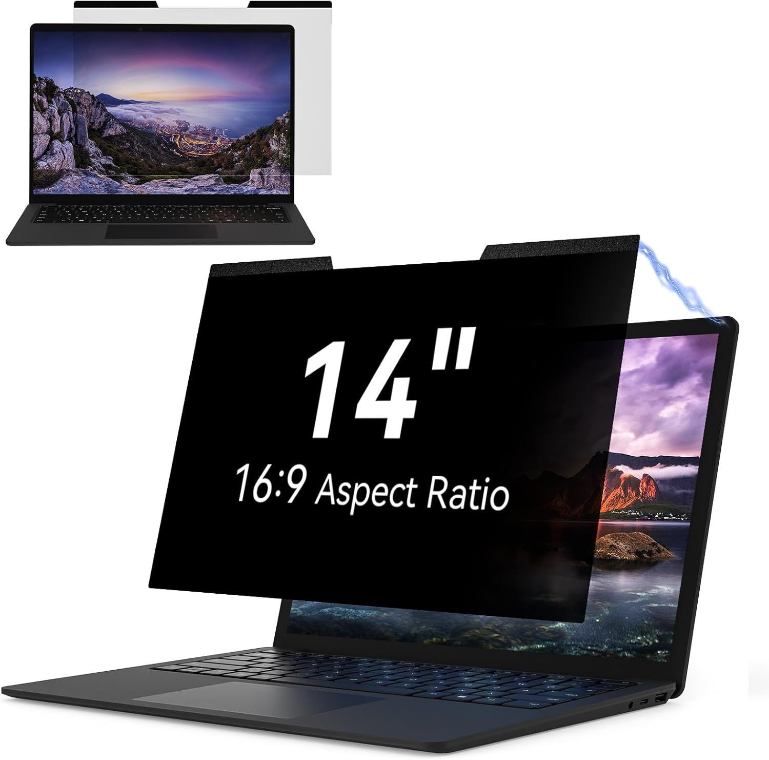 Magnetic 14 Inch Privacy Screen for Laptops, Removable Anti-Glare Blue Light Shi