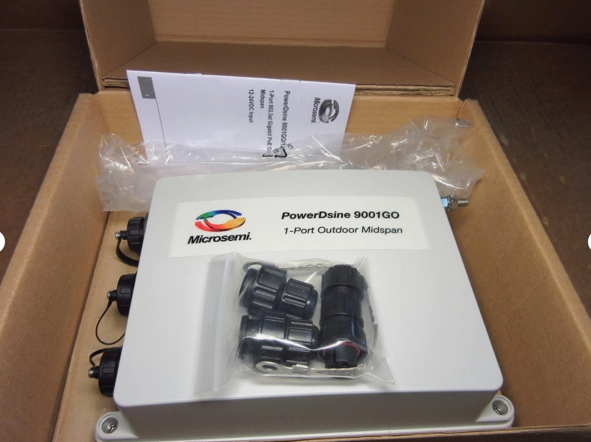 Microsemi PowerDsine PD-9001GO 12DC-ARB 1-Port PoE 802.3AT Outdoor Midspan NEW