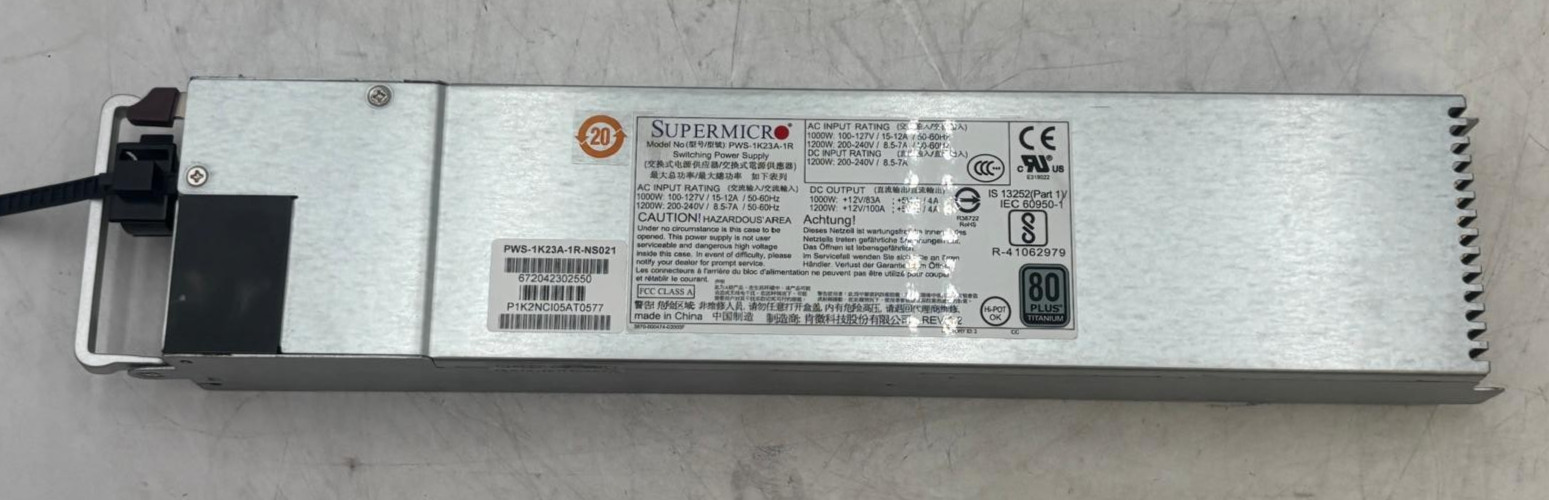 Supermicro 1200W 80 Plus Titanium Power Supply PWS-1K23A-1R