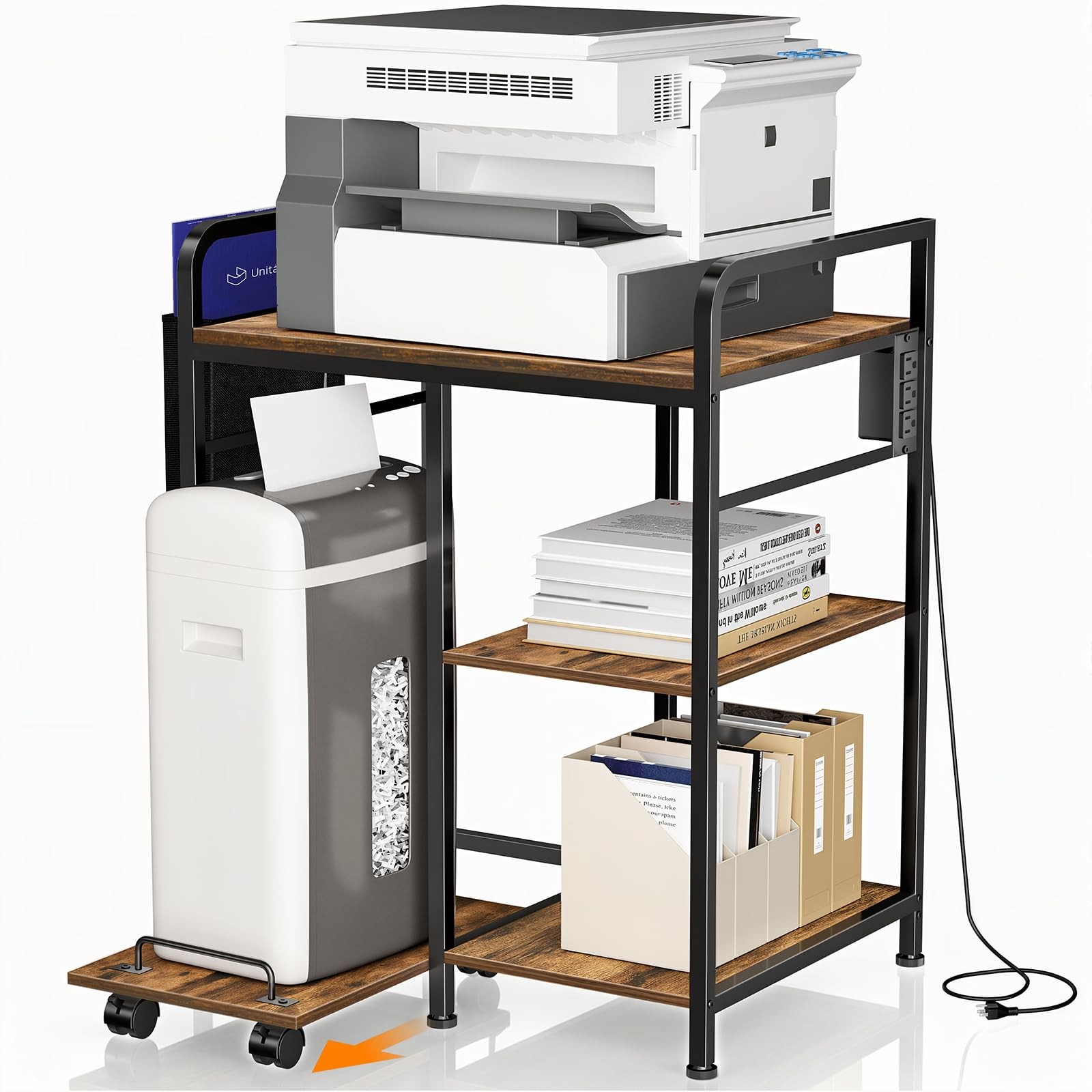 Sedegn Home Printer Stand with Charging Station, 24x18 Inches Stands for Large