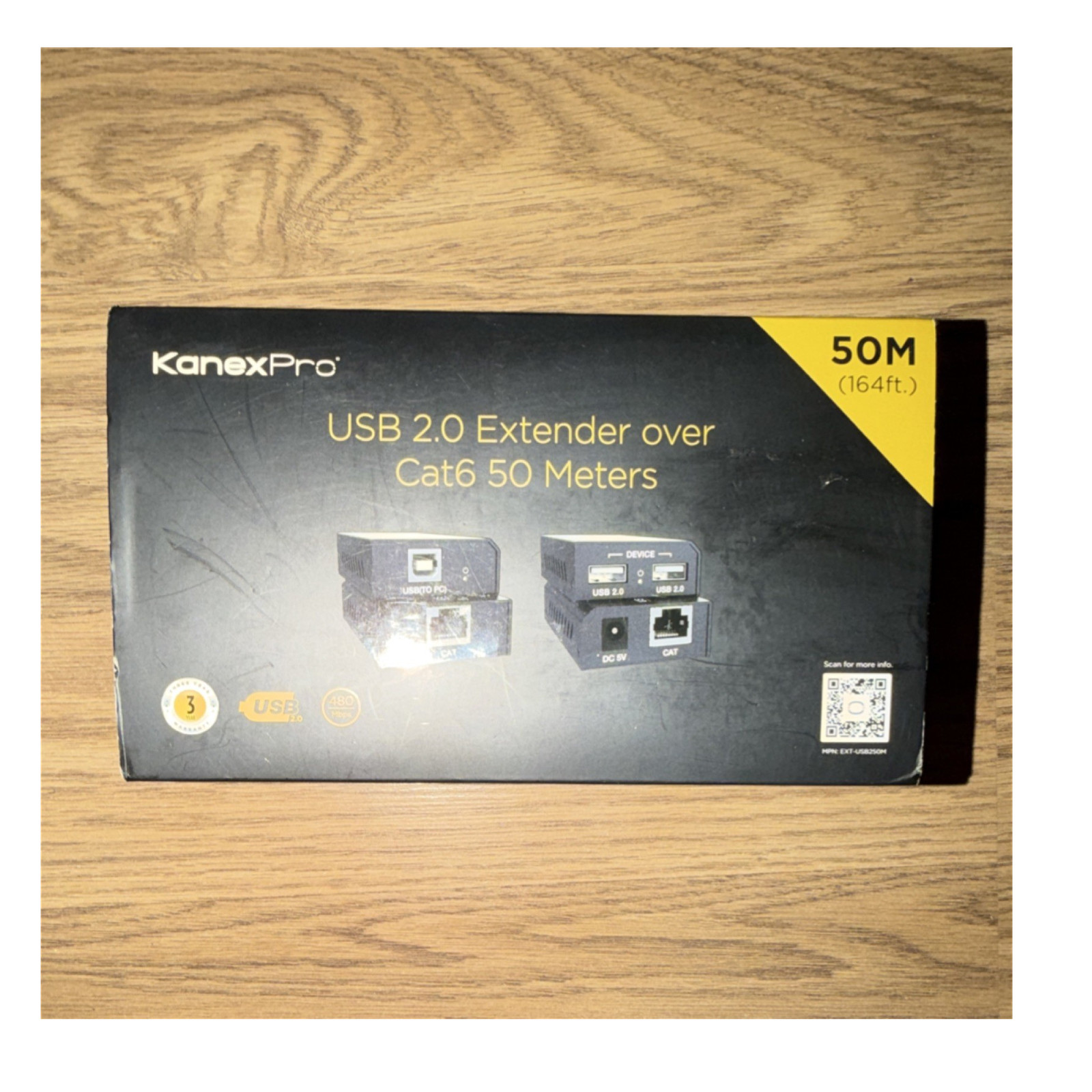 KanexPro USB 2.0 Extender Cat 6 Ultra Slim Plug and Play 50 m Black EXT-USB2S50M
