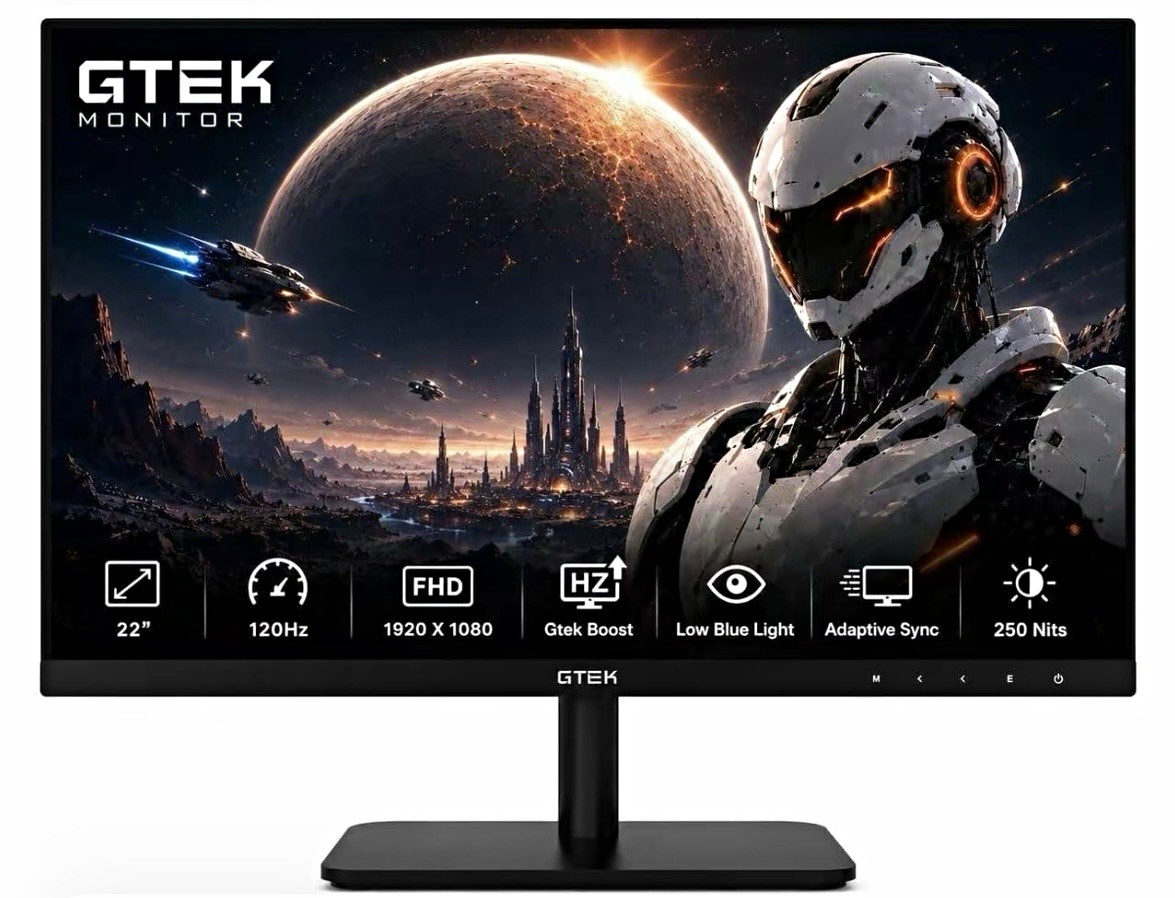 GTEK F2212 22in FHD 120Hz 1ms VA Gaming Monitor Adaptive-Sync VESA HDMI VGA