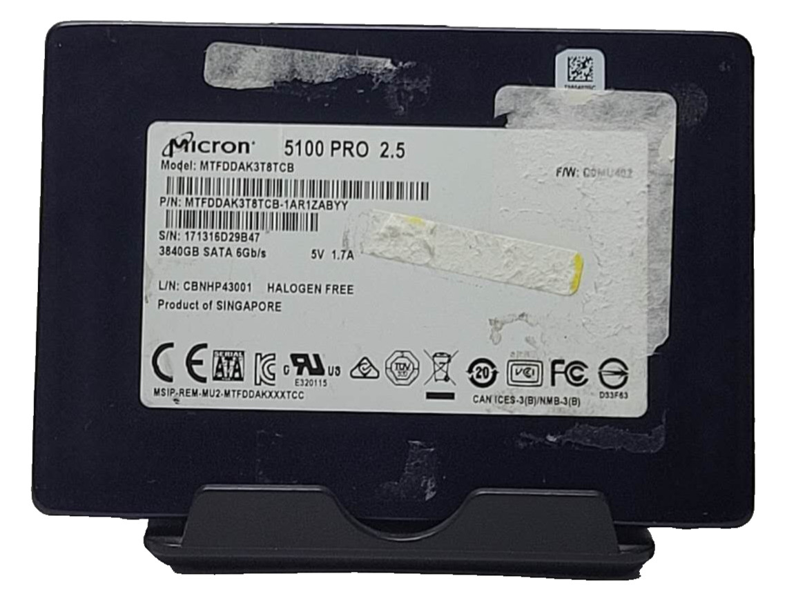 Micron 5100 PRO 3.84TB 2.5" SATA SSD MTFDDAK3T8TCB 100% HEALTH