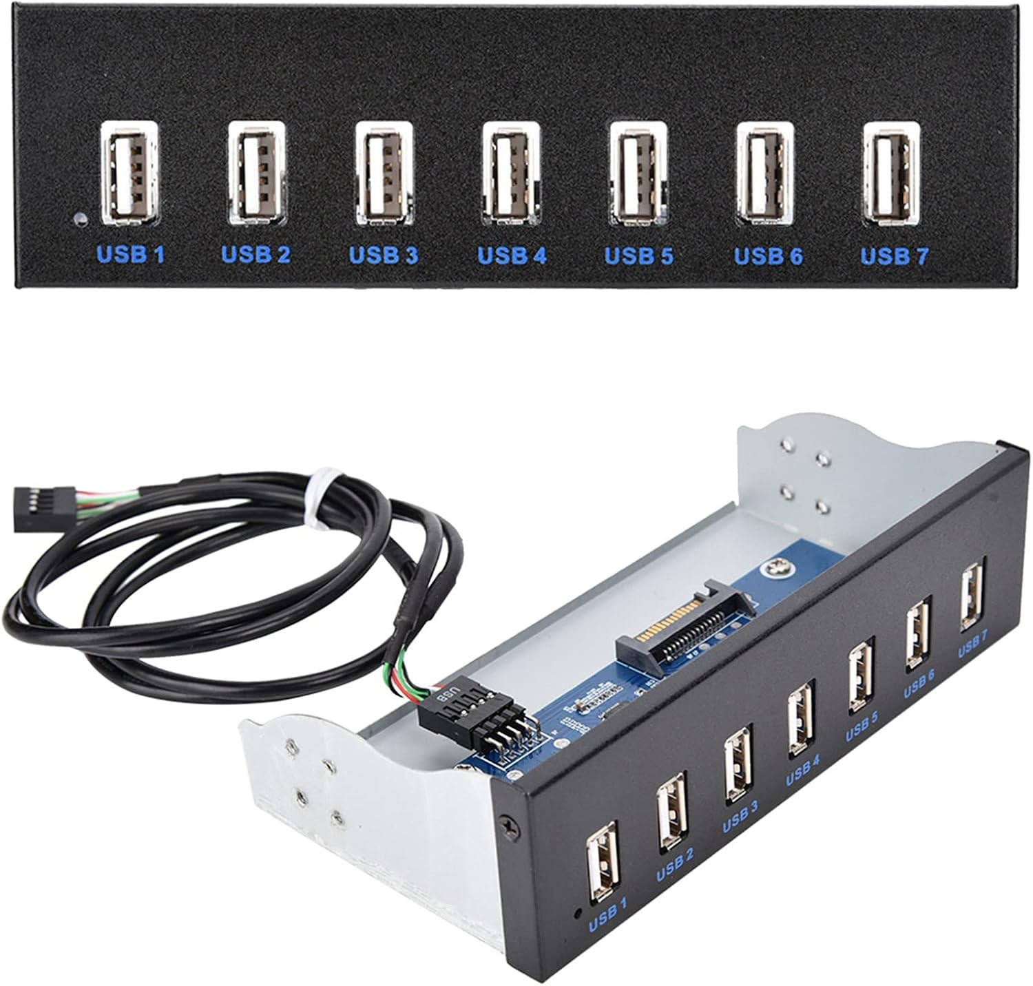 USB 2.0 HUB 5.25 Inch Internal Front Metal Panel 5.25 Inch 7 Port USB Hub Drive