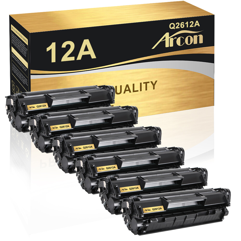 6PK BK Q2612A 12A Toner Cartridge Fit for HP LaserJet 1012 1018 1020 1022nw 3015