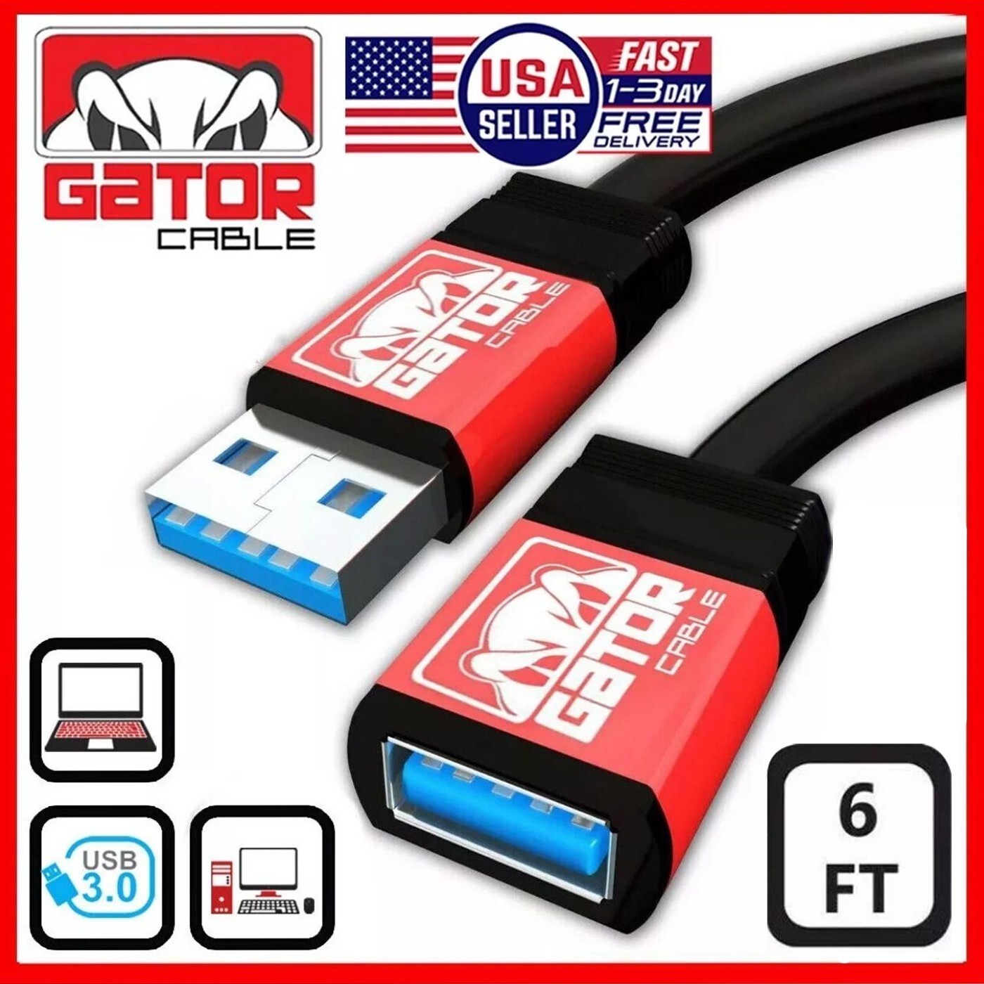 USB 3.0 Extension Cable Male to Female SuperSpeed Powered Data Cord