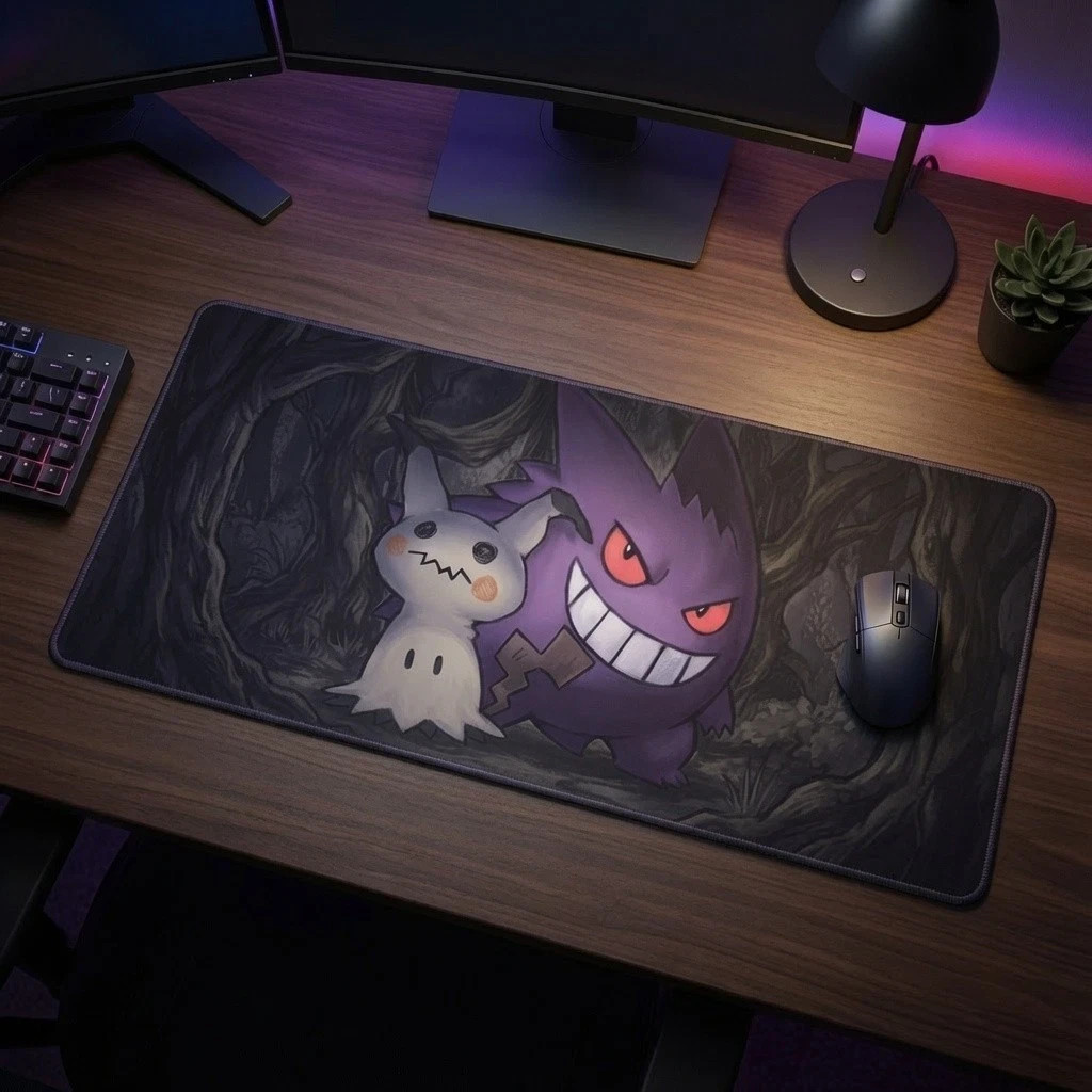 Gengar Mimikyu GX Tag Team Up Pokemon Mouse Pad Desk Accessories