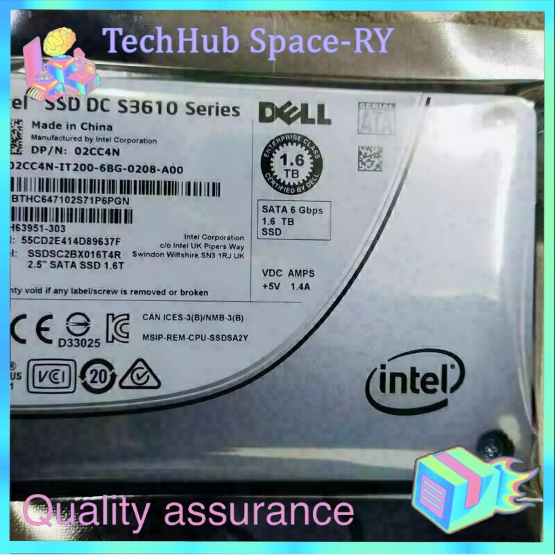 DELL Intel S3610 1.6TB SSD 2.5" Series DC 02CC4N SSDSC2BX016T4R MLC SATA