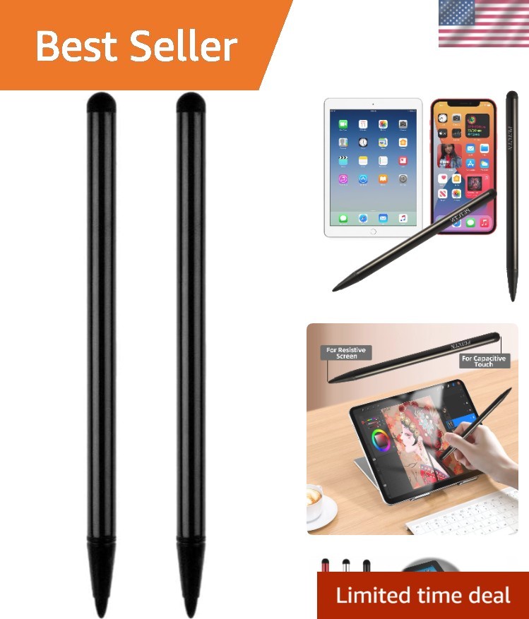 2-Pack Luxury Dual-Tip Stylus Pens for Touch Screens - Capacitive & Resistive
