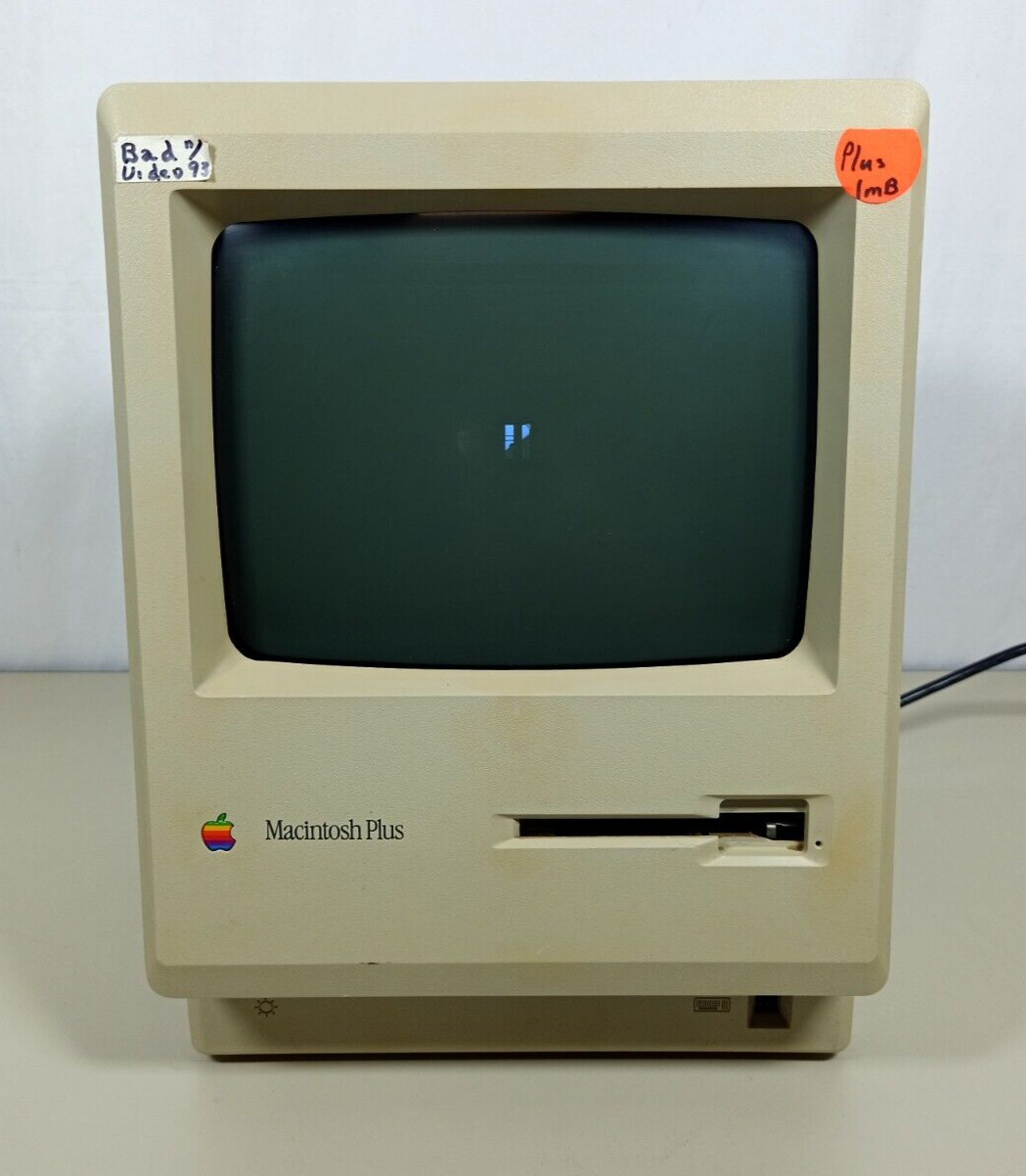 Vintage Apple Macintosh Plus 1MB M0001A Desktop Computer - Powers On / Bad Video