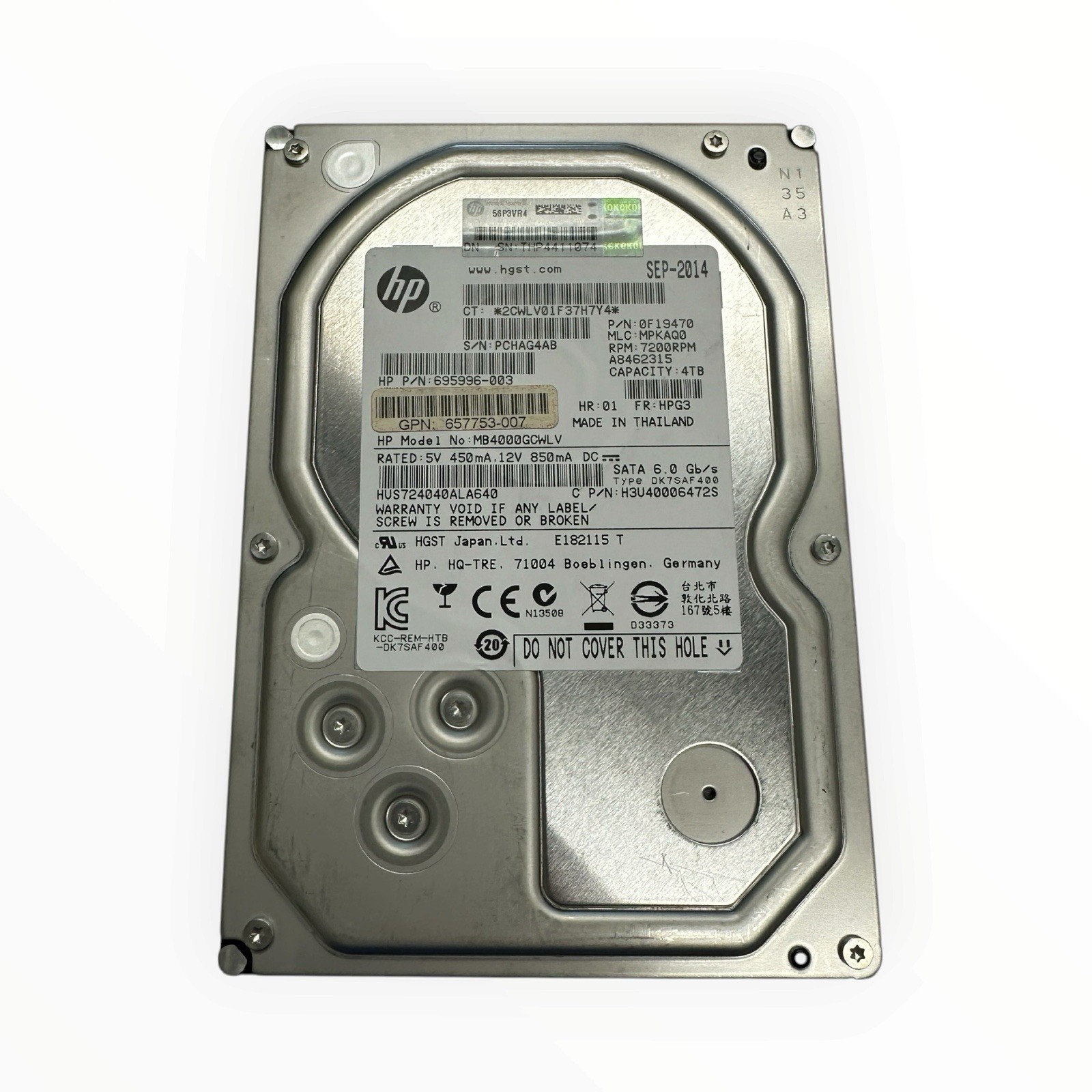 HP MB4000GCWLV 4TB 3.5" 6Gb/s 128MB 7.2K RPM SATA HDD - SERVER DRIVE ONLY