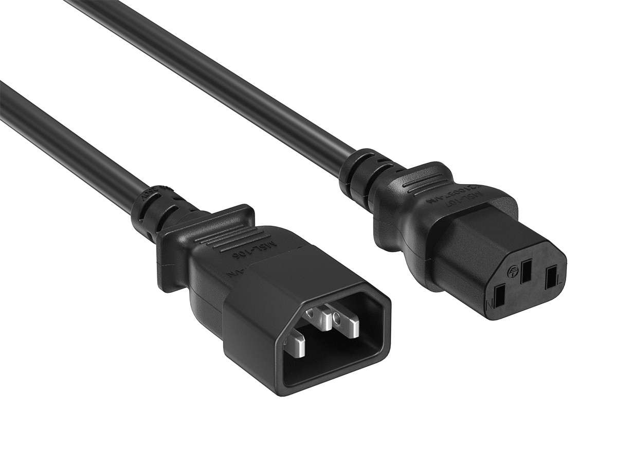 3ft IEC-320 C13 to C14 Heavy-Duty Power Extension Cord 18 AWG 10A/250V SJT, B...