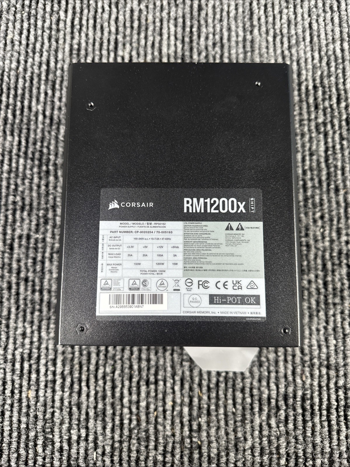 Corsair RM1200x SHIFT 1200W 80+ Gold Fully Modular ATX PSU CP-9020254