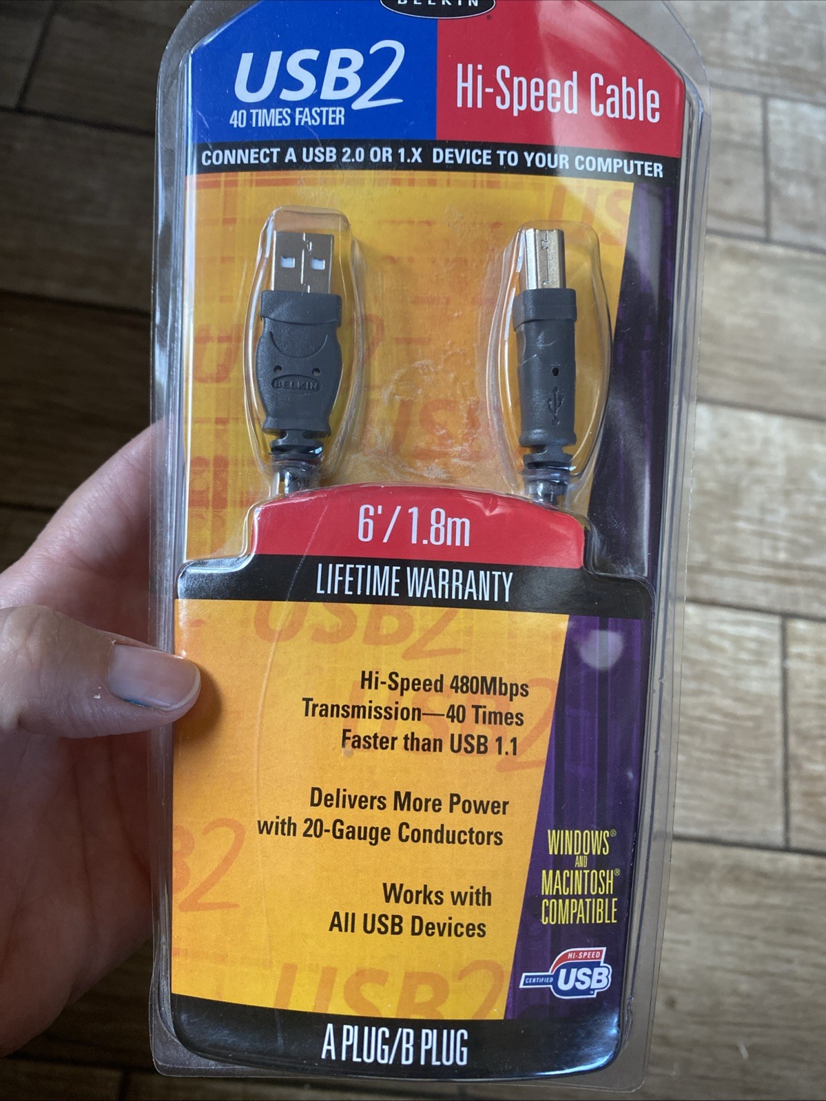 New BELKIN Printer Cable USB 2 High-Speed 2.0 Cable 6 FOOT USB A Plug to B Plug