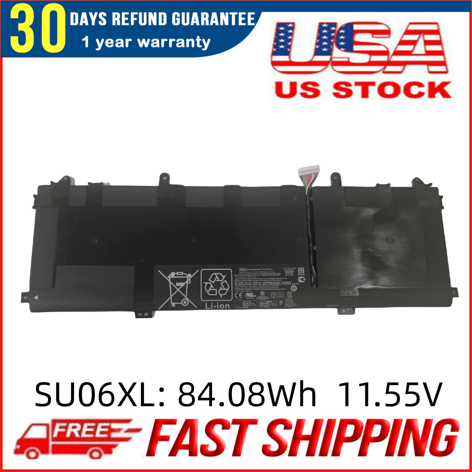 Genuine SU06XL Battery for HP Spectre X360 15-DF Laptop HSTNN-DB8W L29048-271 US