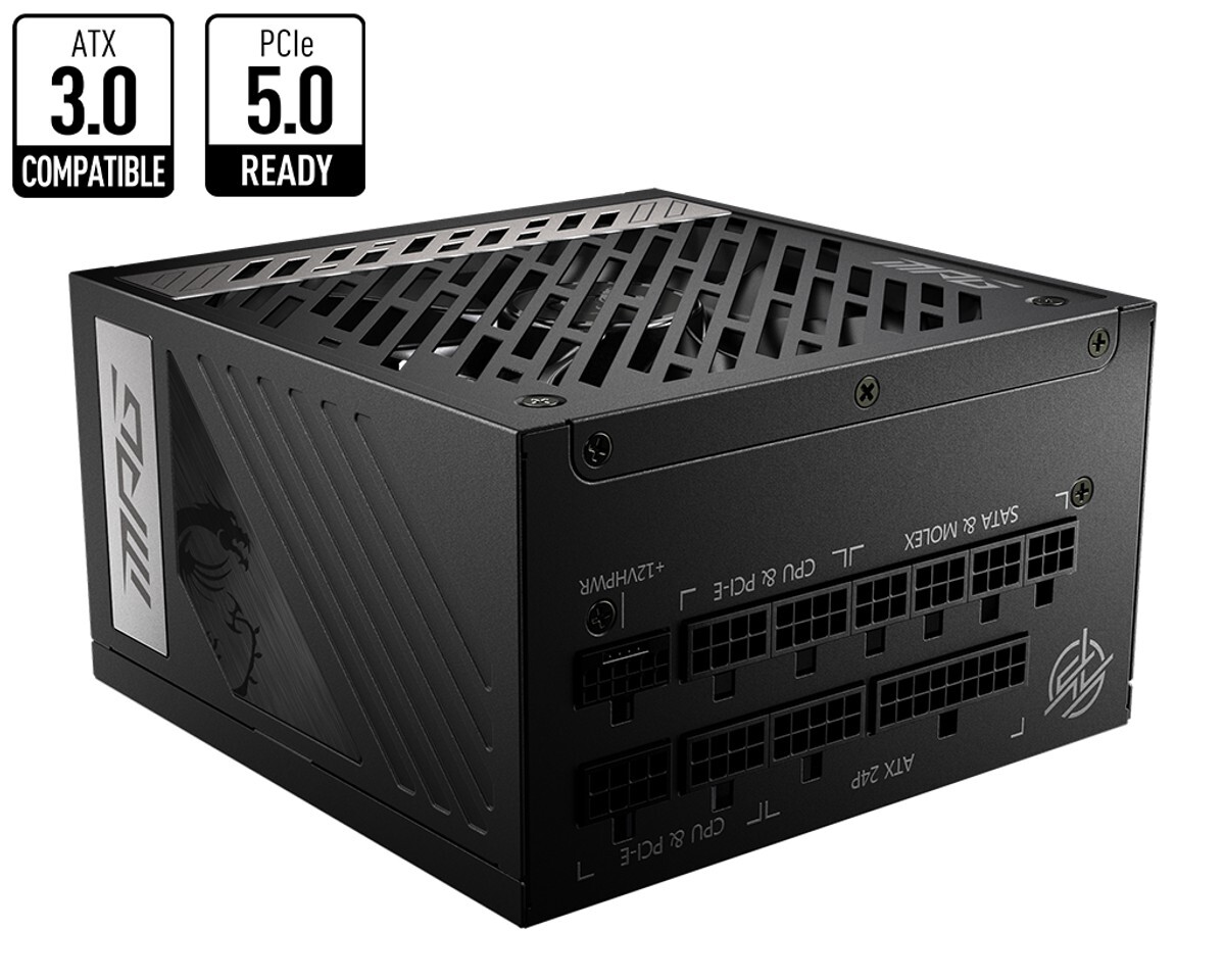 MSI MPG A1000G PCIE5 1000W 80 PLUS Gold Modular Power Supply ATX 100-240V