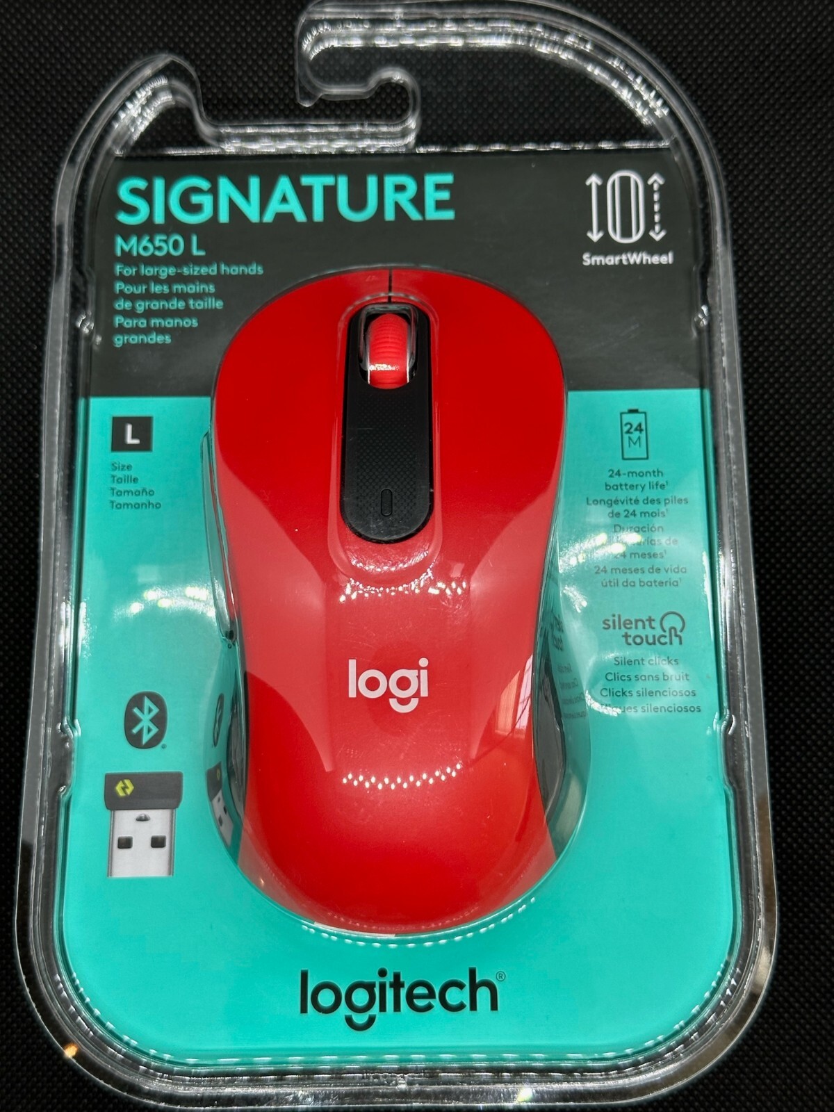 NEW LOGITECH SIGNATURE M650 L WIRELESS MOUSE 910-006358 RED FOR LARGE HANDS