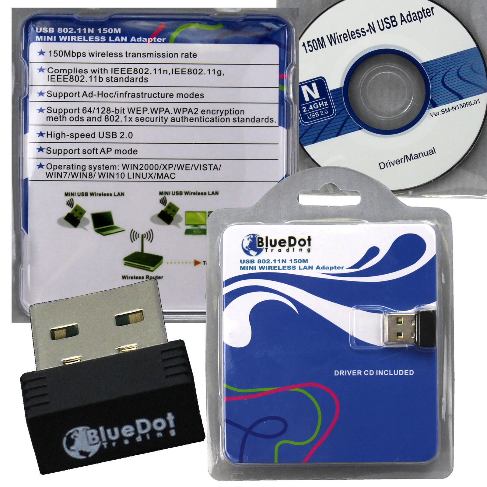 USB Wireless Adapter 2.0 802.11n/g/b 2.4GHZ 150Mbps Wifi/WLAN nano mini RT7601