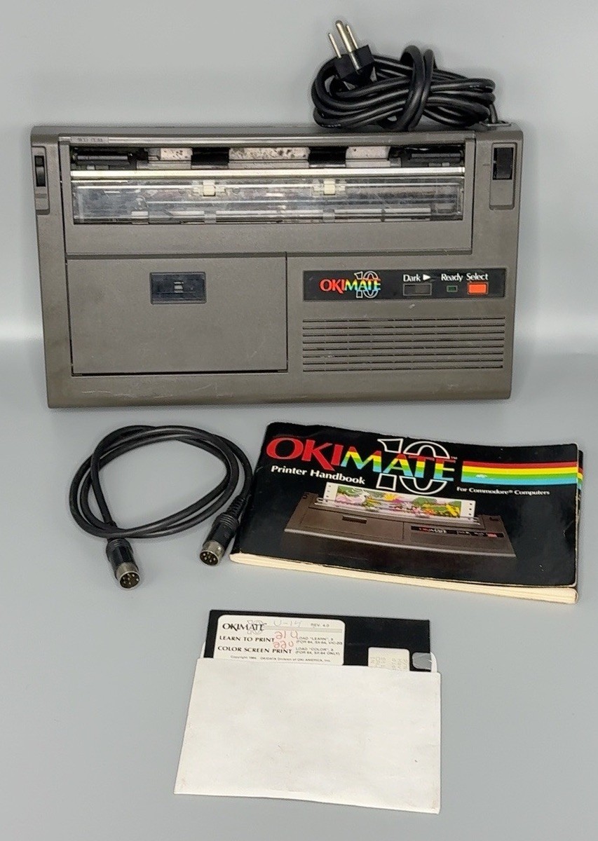 Okidata Okimate 10 Color Printer Commodore 64 VIC-20 Module Manual Disk