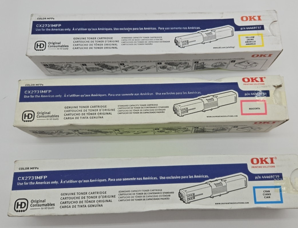 Genuine OKI Data Toner Cartridge Cyan, Yellow, Magenta  CX 2731 MFP