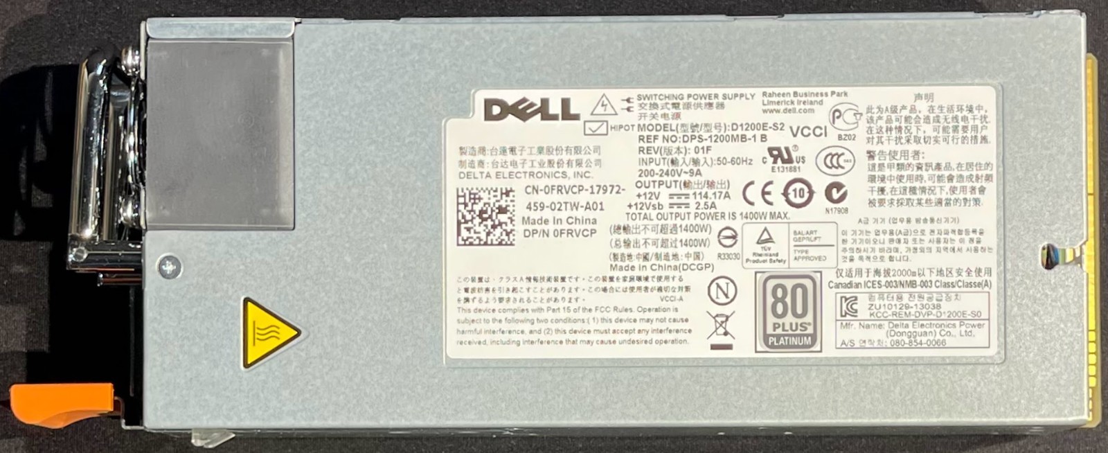 Dell PowerEdge C5000/C8000 1400W 240V Power Supply / DPS1200MB-1 / FRVCP