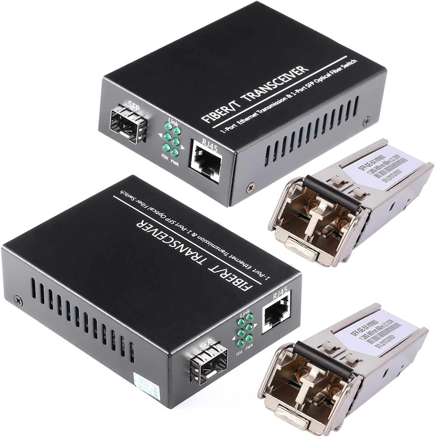 A Pair of 1.25G/S Bidi Gigabit Multi-Mode Fiber Ethernet Media Converter with 2P