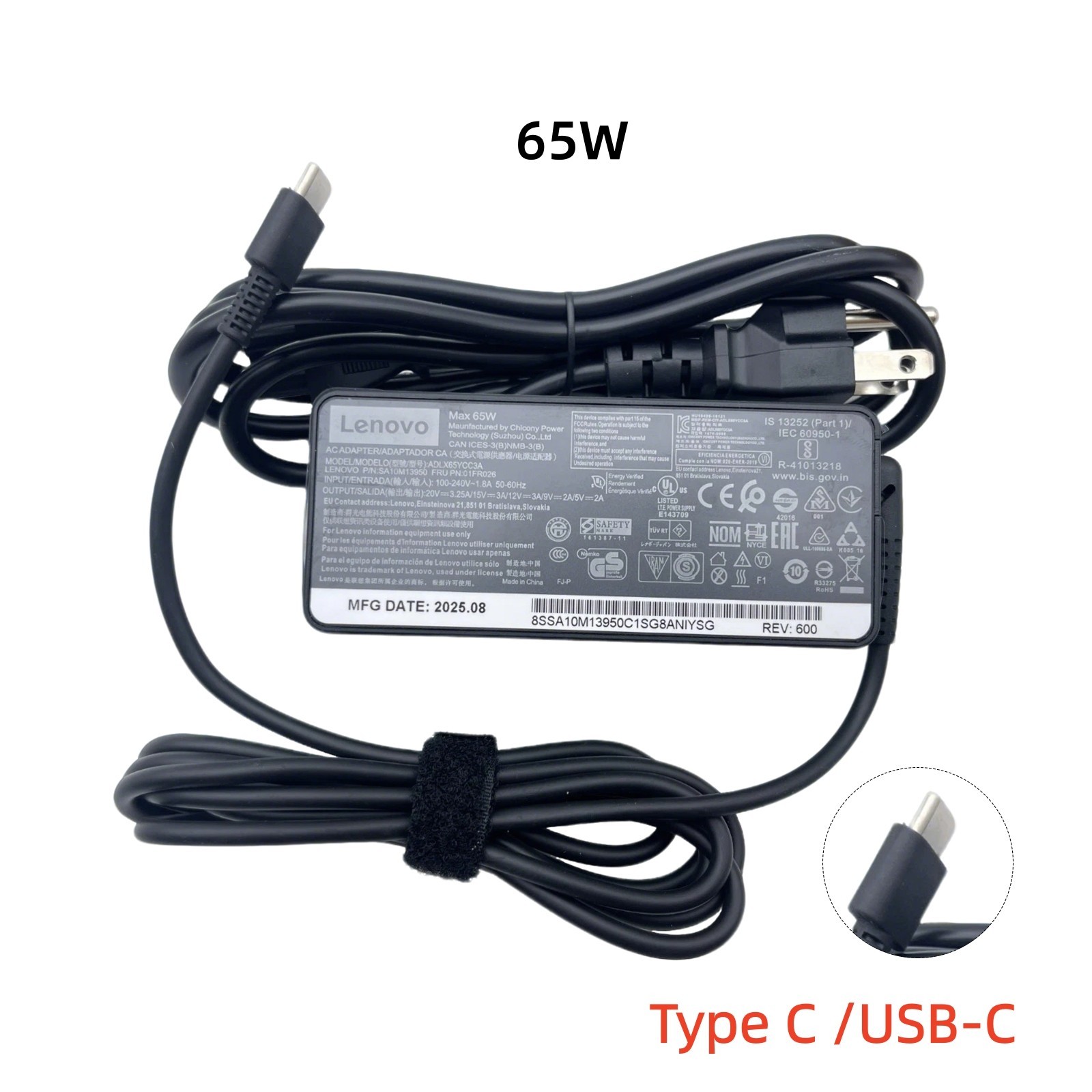 Original Lenovo 65W USB-C AC Adapter Charger ThinkPad T14 T14s P14s T15 Laptop