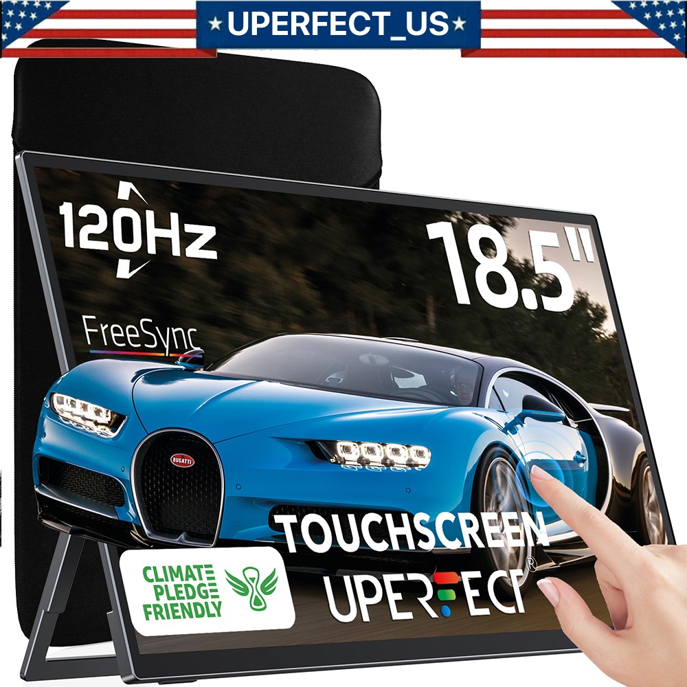UPERFECT 18.5'' Portable Touchscreen 120hz Monitor w/VESA & 180° Adjustable Used