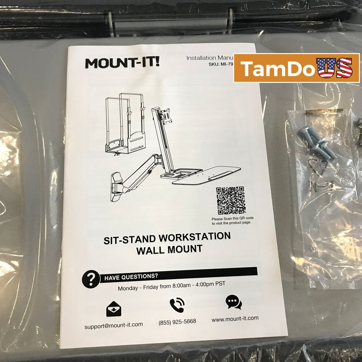 Mount-It MI-7905 Sit-Stand Workstation Wall Mount Adjustable Monitor Arm