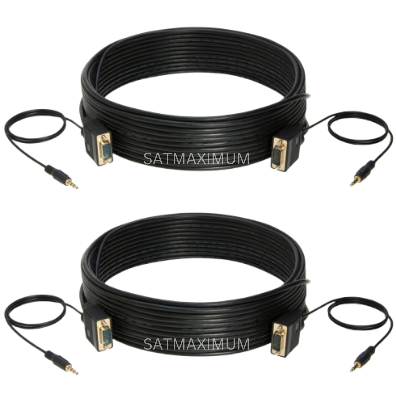 2 pcs 25FT SVGA Super VGA 3.5mm Aux Cable Audio Video Male to Male Monitor