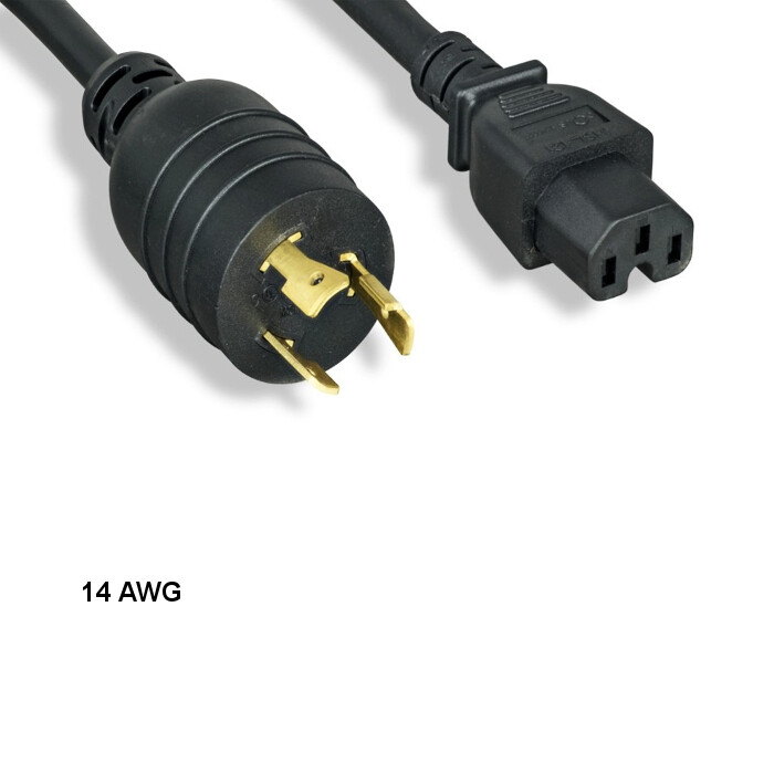 10PCS 15ft 14AWG Power Cable NEMA L6-20P to IEC-603203 C15 15A/250V SJT Lock