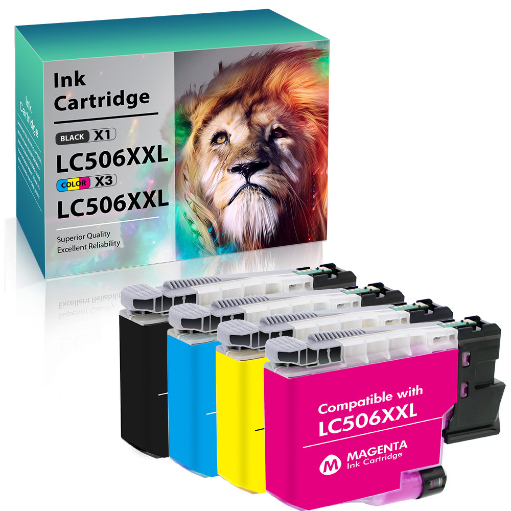 4pk Black Color Ink Cartridges fits for Brother LC506XL LC506 XXL MFC-J4355DW