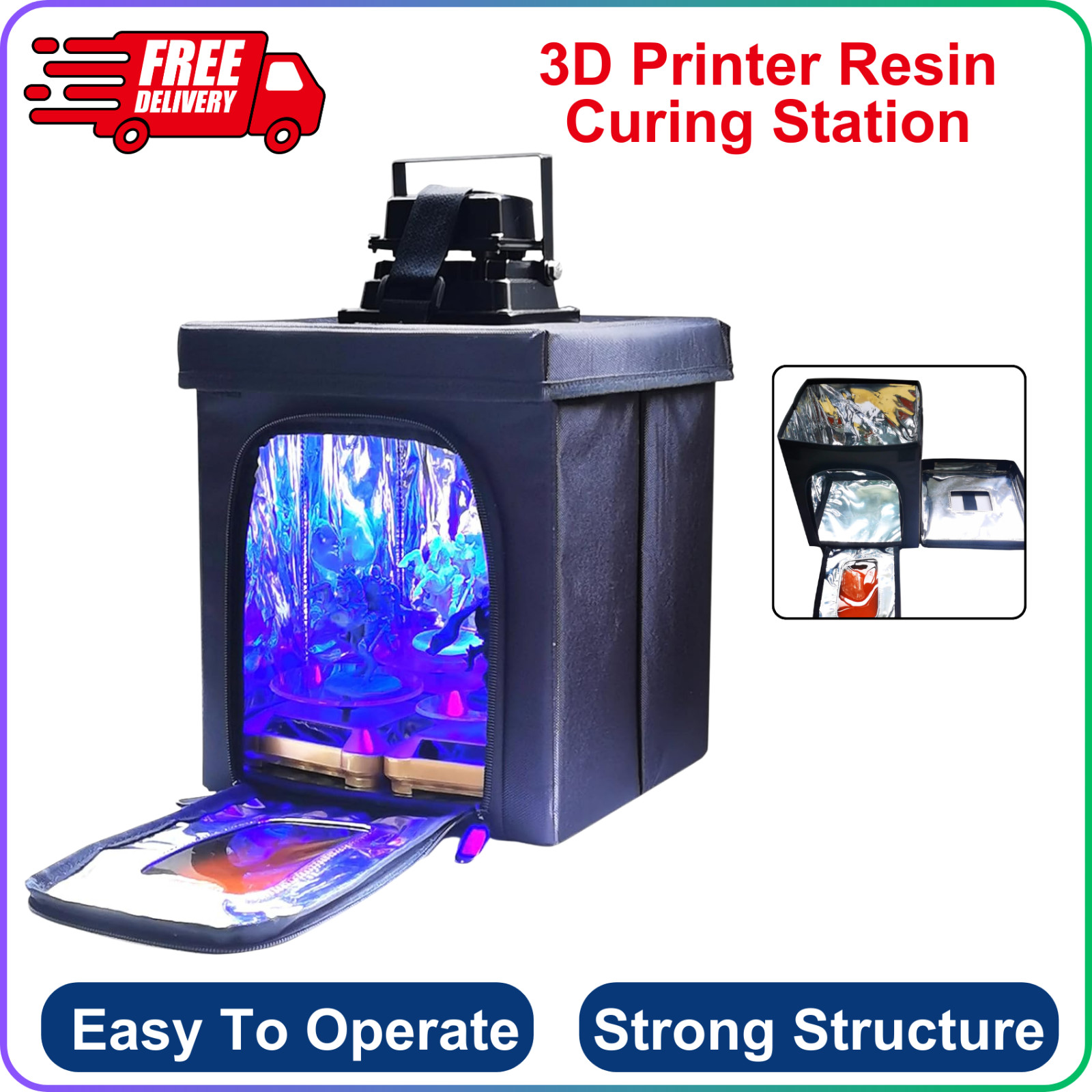 3D Printer Resin Curing Station DIY Curing Enclosure With UV Light UV Lamp Solar