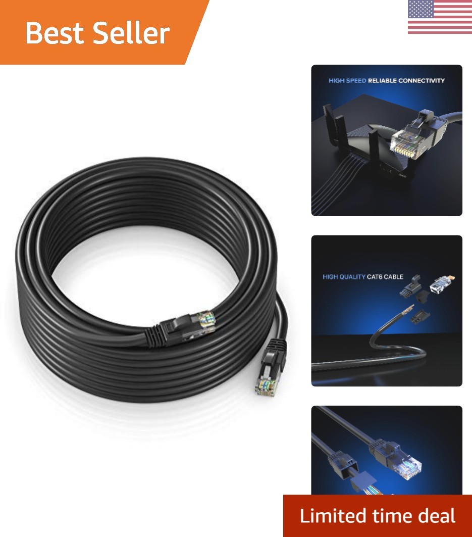 Durable 100 ft Waterproof Cat6 Ethernet Cable for Uninterrupted Streaming