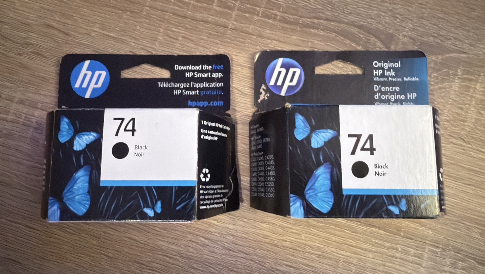 Two Genuine HP 74 Black Ink Cartridges New In Box