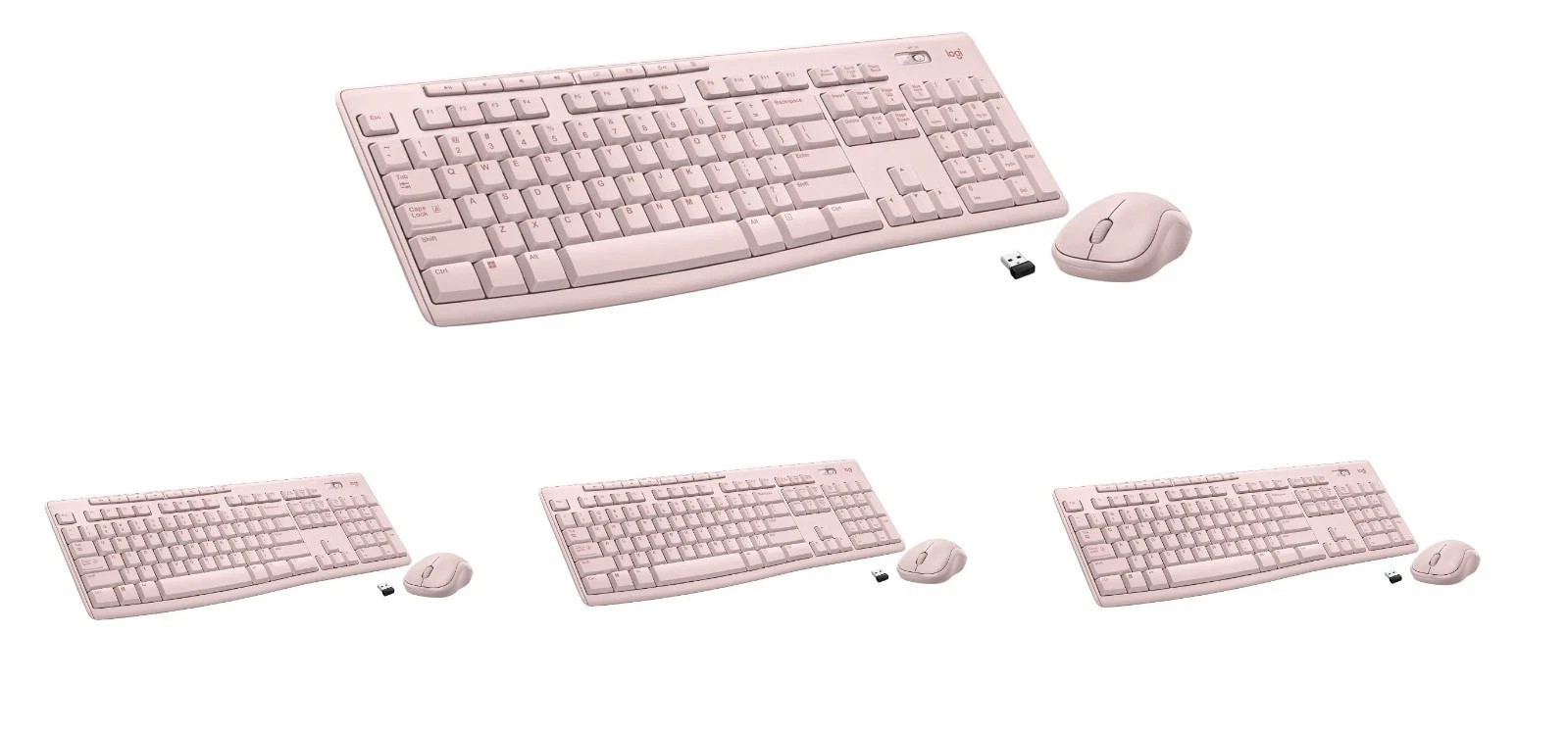 LOT OF 4 Logitech MK270 Wireless Keyboard & Mouse Combo for Windows 2.4GHz Pink