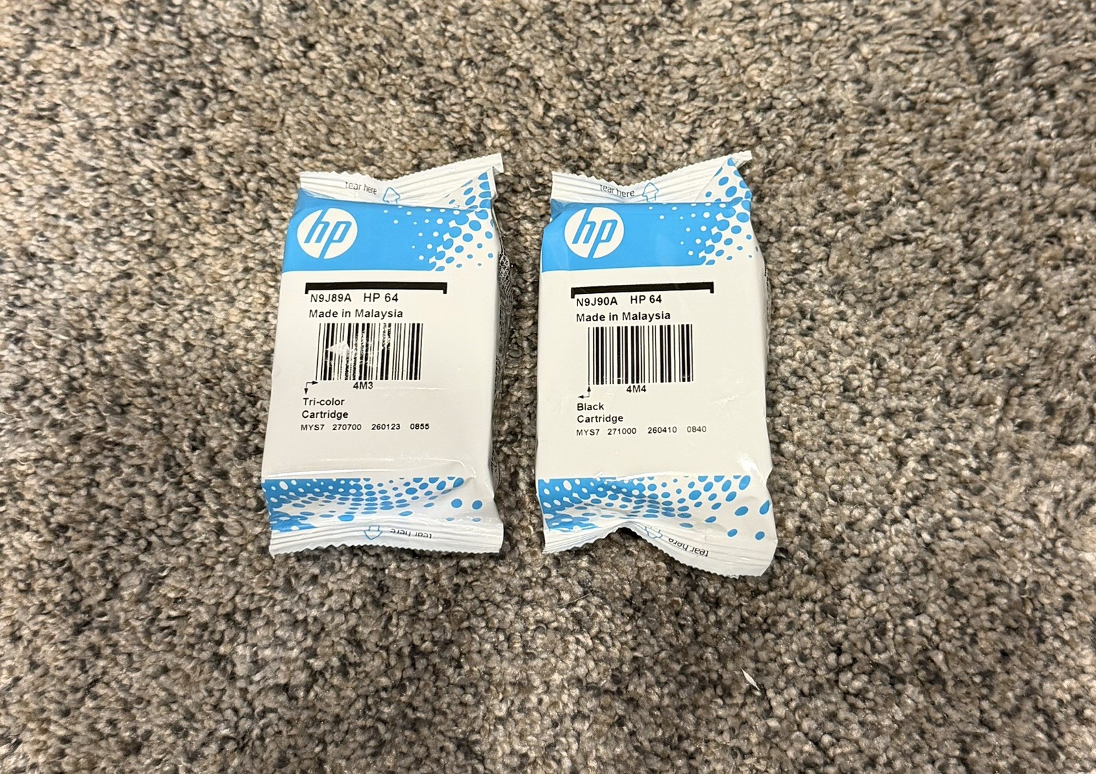 Genuine HP 64 Black & 64 Tri-Color Ink Catridges 2 Pack New in package no box