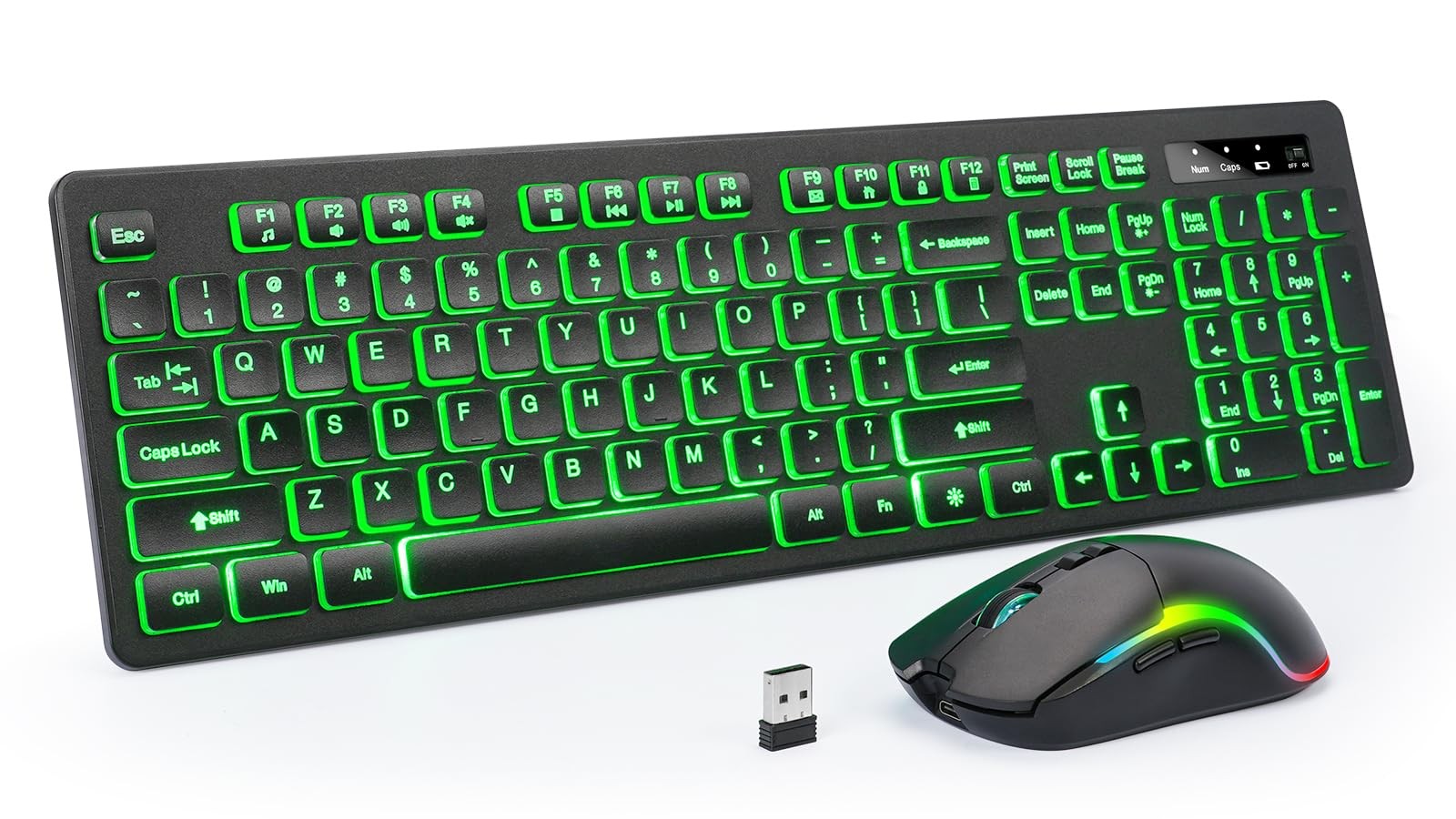 Light Up Keyboard Mouse Wireless Rechargeable 2.4G Full Size Backlit Set